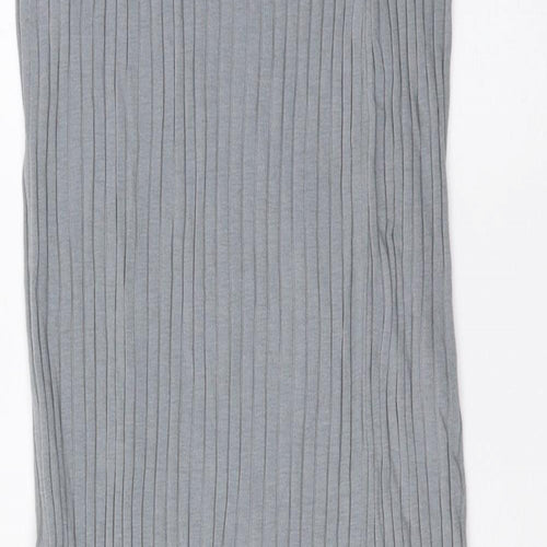 PRETTYLITTLETHING Womens Grey Polyester A-Line Skirt - Ribbed
