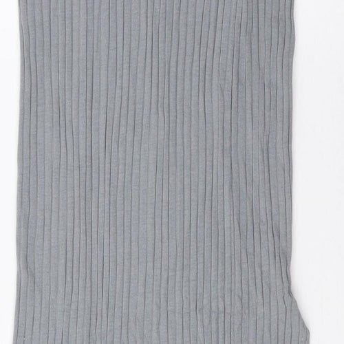 PRETTYLITTLETHING Womens Grey Polyester A-Line Skirt - Ribbed