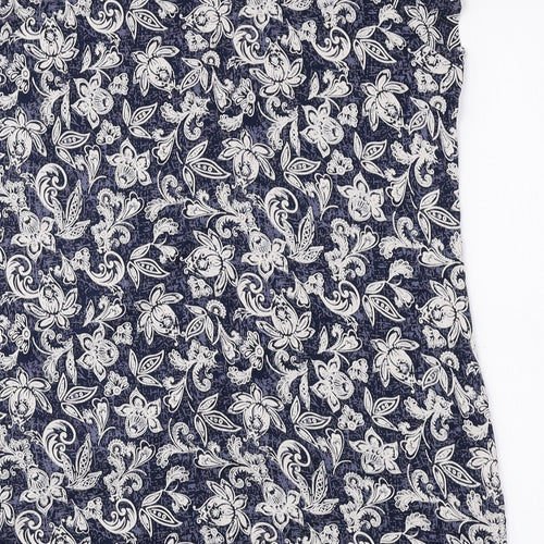 Fat Face Womens Blue Floral Viscose Basic Blouse Size 18 Scoop Neck