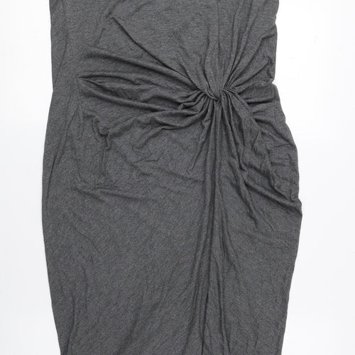 Warehouse Womens Grey Polyester Pencil Dress Size 16 Boat Neck Pullover