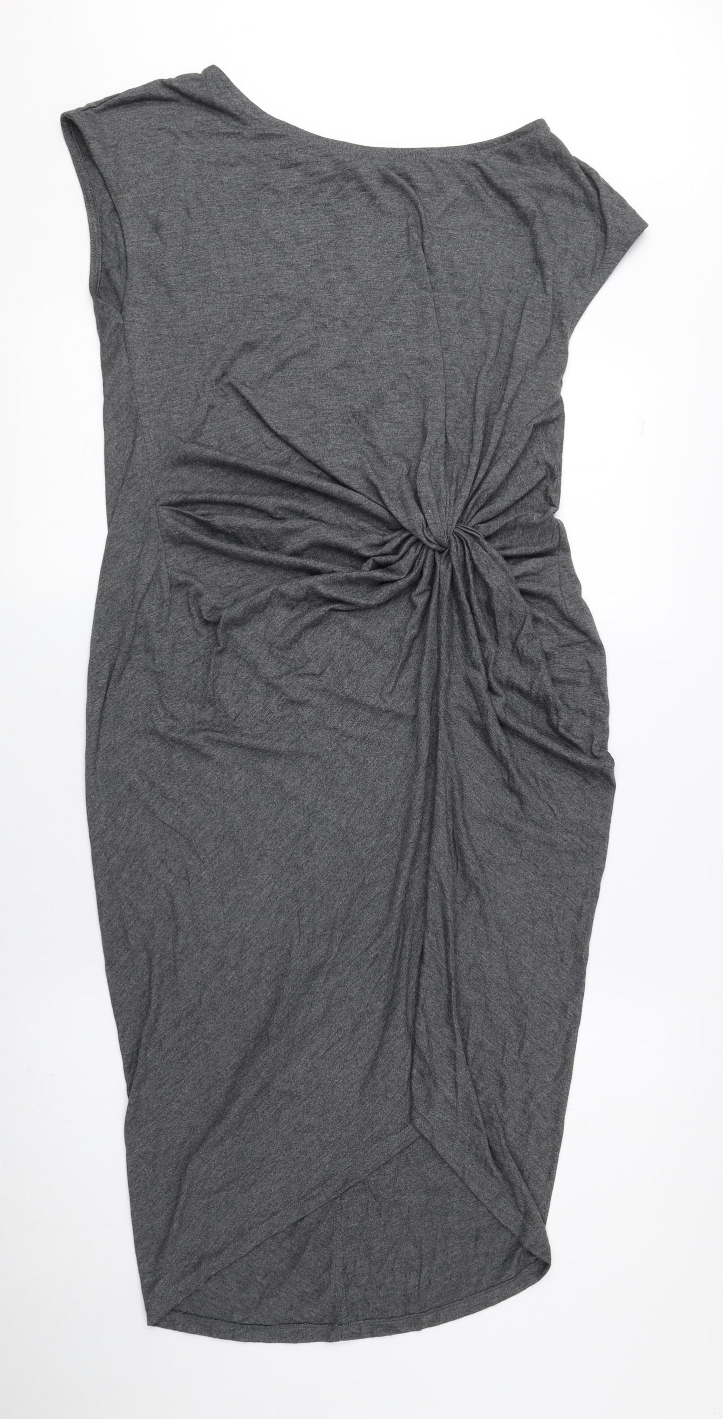 Warehouse Womens Grey Polyester Pencil Dress Size 16 Boat Neck Pullover
