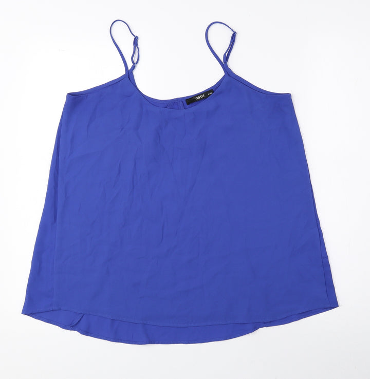 Oasis Womens Blue Polyester Basic Tank Size 10 Round Neck
