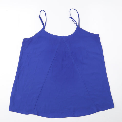 Oasis Womens Blue Polyester Basic Tank Size 10 Round Neck