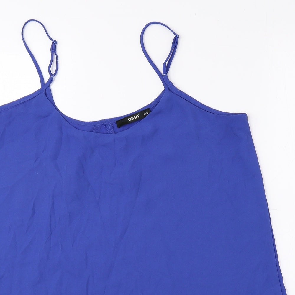 Oasis Womens Blue Polyester Basic Tank Size 10 Round Neck