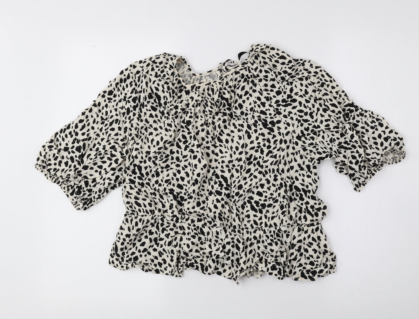 George Womens Black Animal Print Viscose Basic Blouse Size 18 Round Neck - Cheetah Print