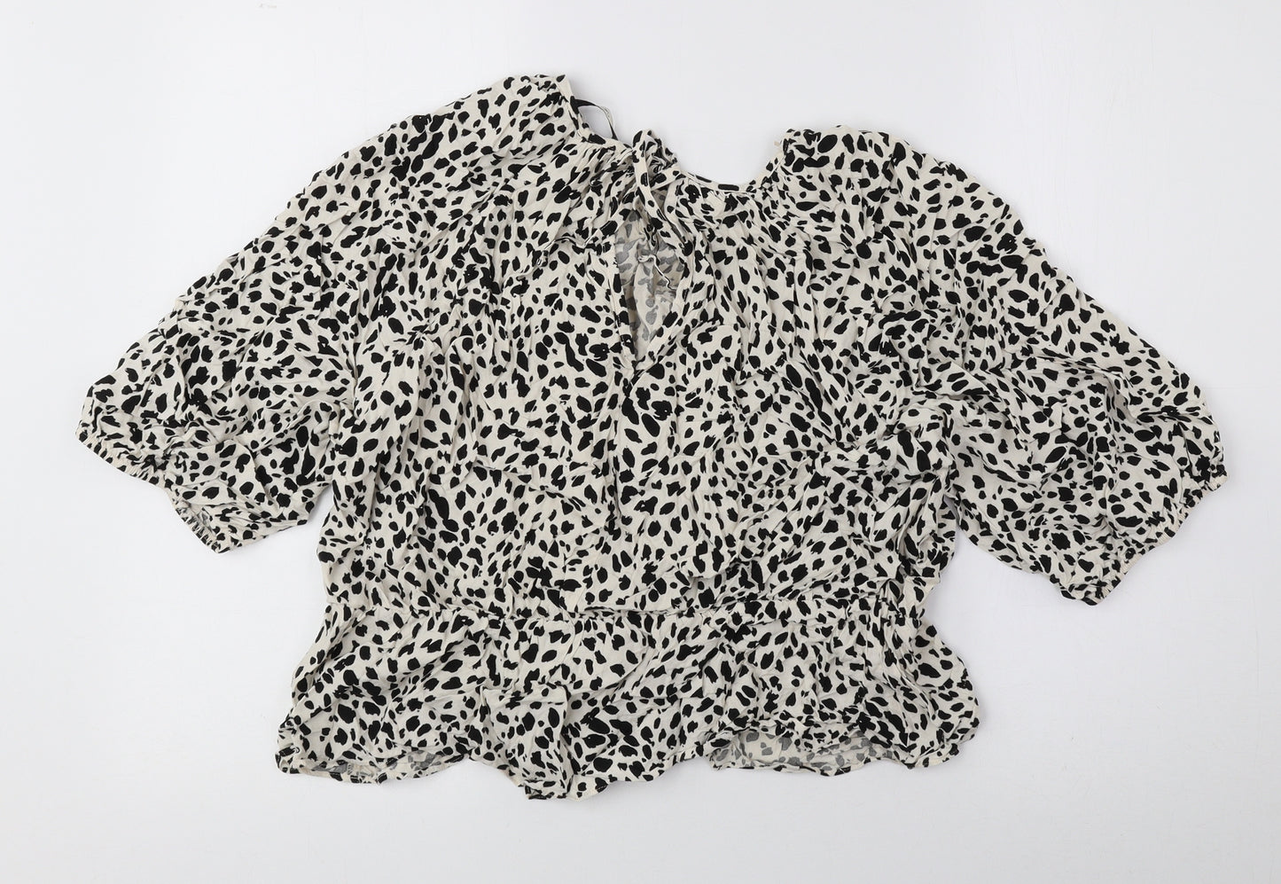 George Womens Black Animal Print Viscose Basic Blouse Size 18 Round Neck - Cheetah Print