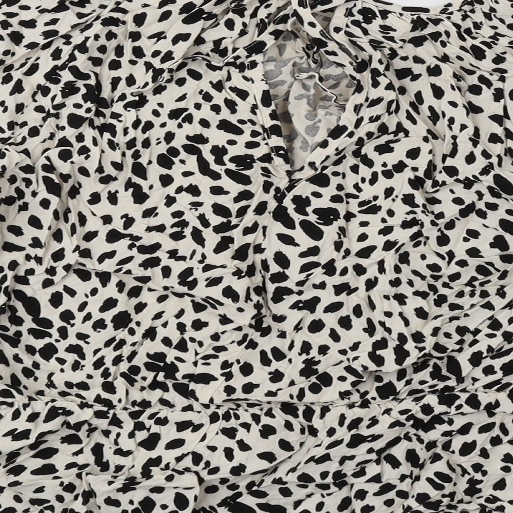 George Womens Black Animal Print Viscose Basic Blouse Size 18 Round Neck - Cheetah Print