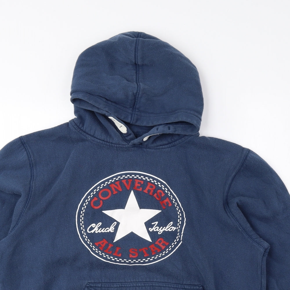 Converse Girls Blue Cotton Pullover Hoodie Size 13-14 Years Pullover