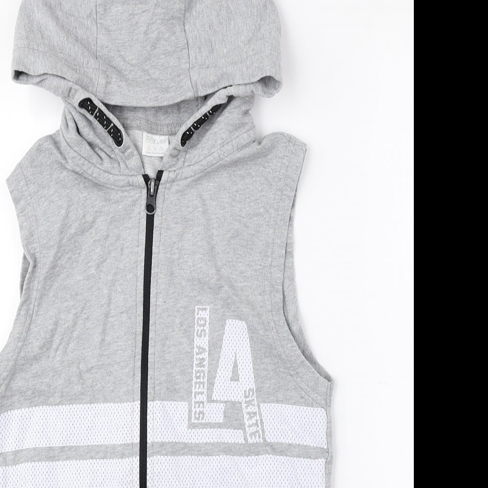 F&F Boys Grey Cotton Full Zip Hoodie Size 8-9 Years Zip