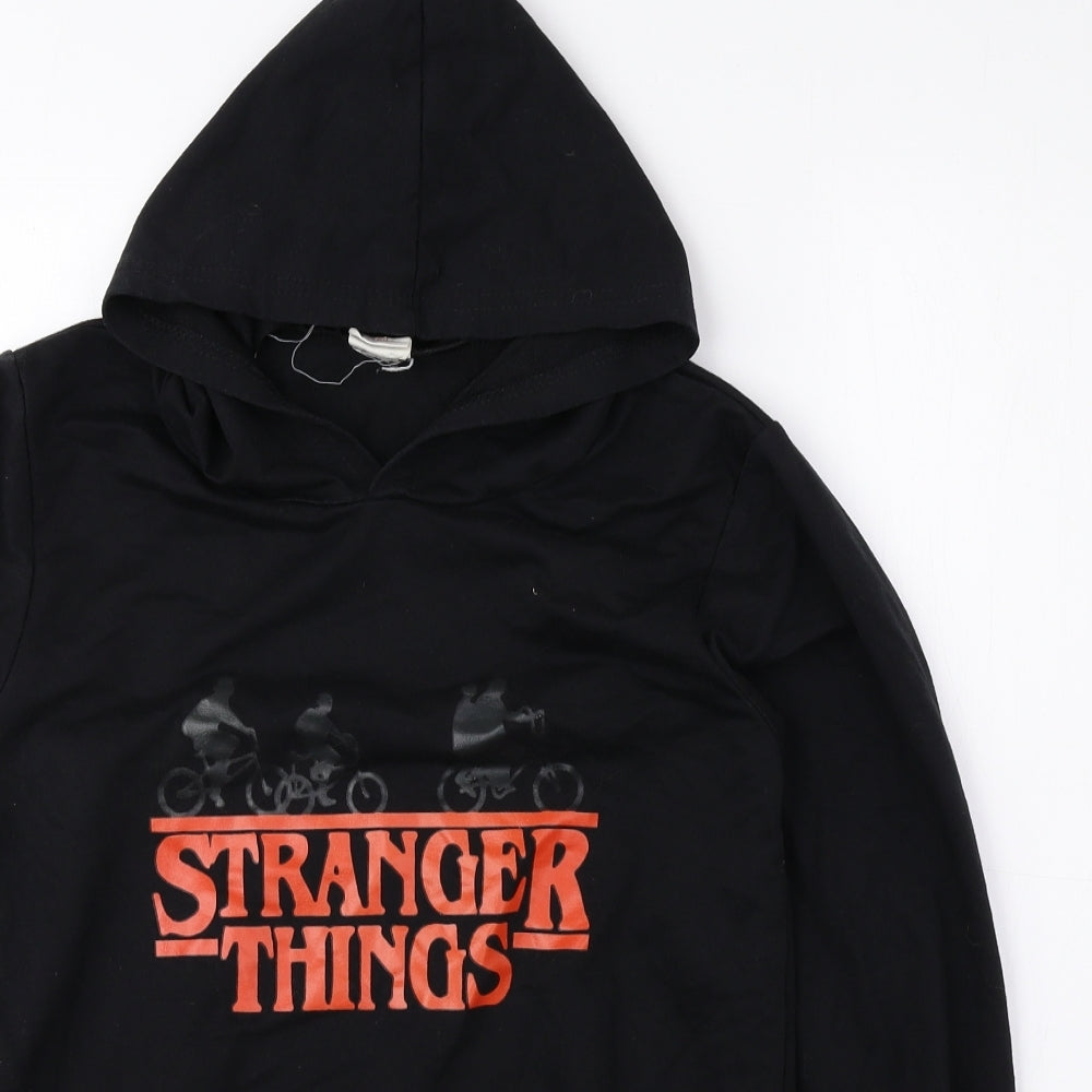 Foanja Girls Black Cotton Pullover Hoodie Size 13-14 Years Pullover - Stranger Things