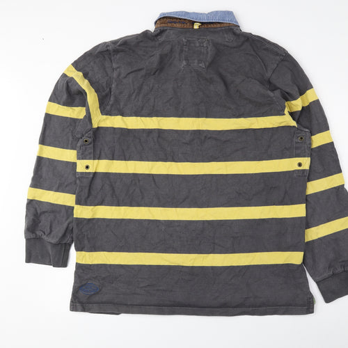Joules Mens Grey Striped Cotton Pullover Sweatshirt Size 2XL - Rugby