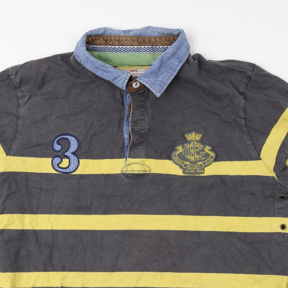 Joules Mens Grey Striped Cotton Pullover Sweatshirt Size 2XL - Rugby
