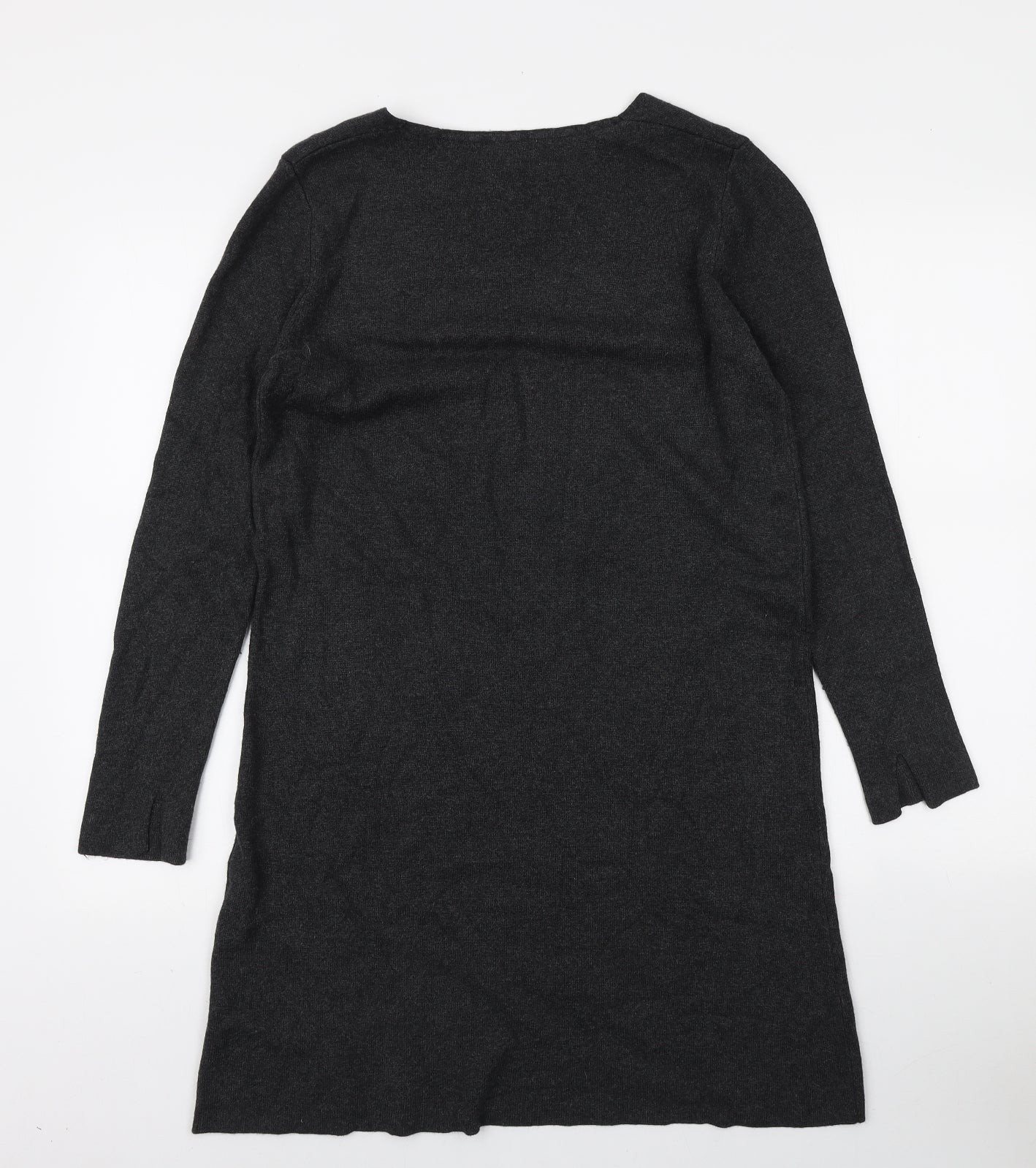Noa Noa Womens Grey Viscose Jumper Dress Size S V-Neck Pullover