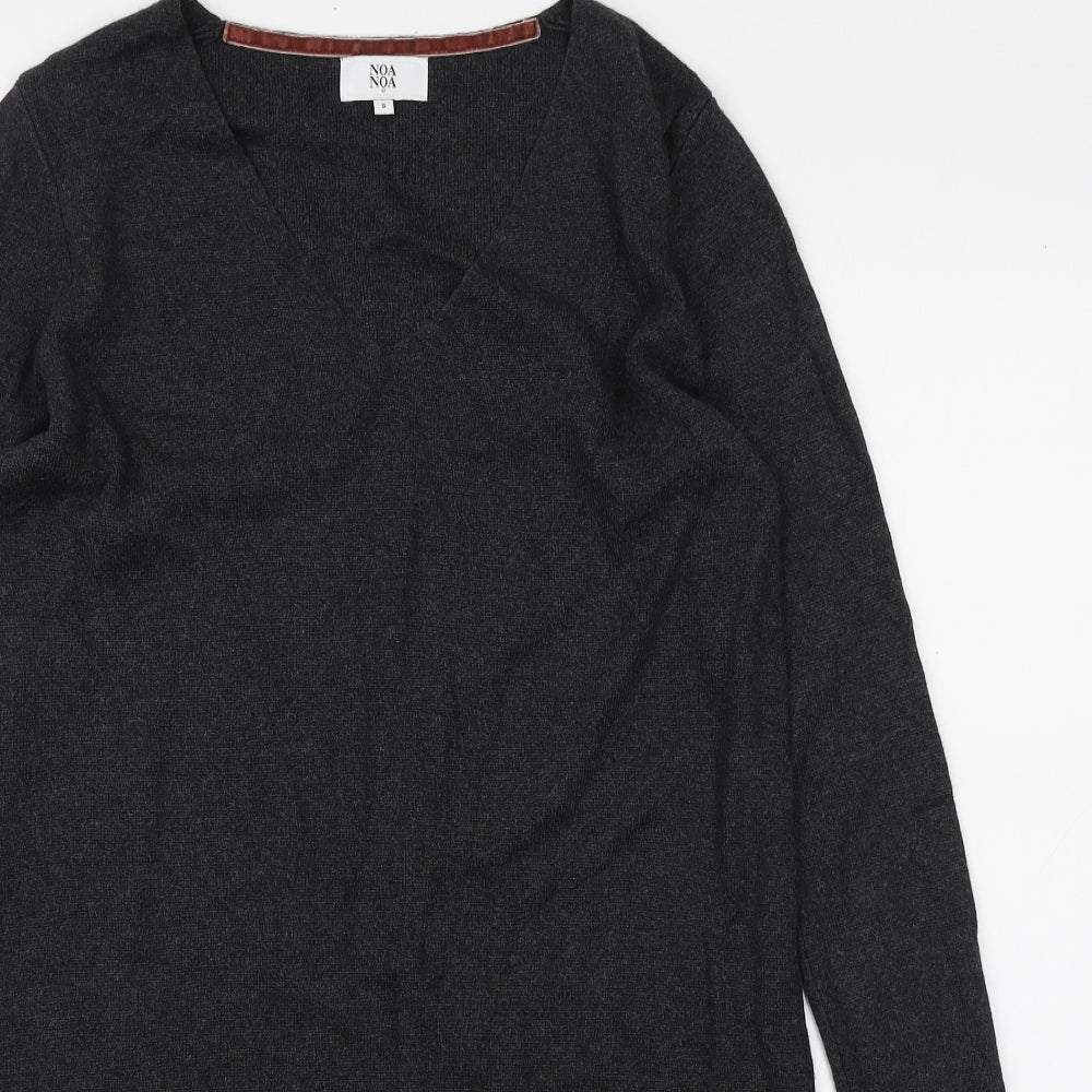 Noa Noa Womens Grey Viscose Jumper Dress Size S V-Neck Pullover