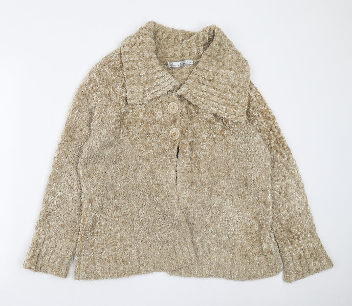 Pure & Natural Womens Yellow V-Neck Acrylic Cardigan Jumper Size M