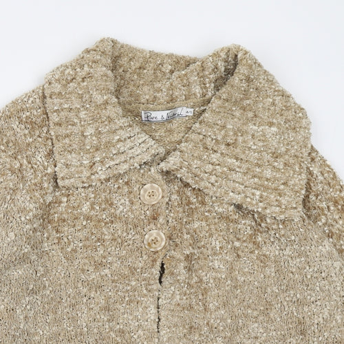 Pure & Natural Womens Yellow V-Neck Acrylic Cardigan Jumper Size M