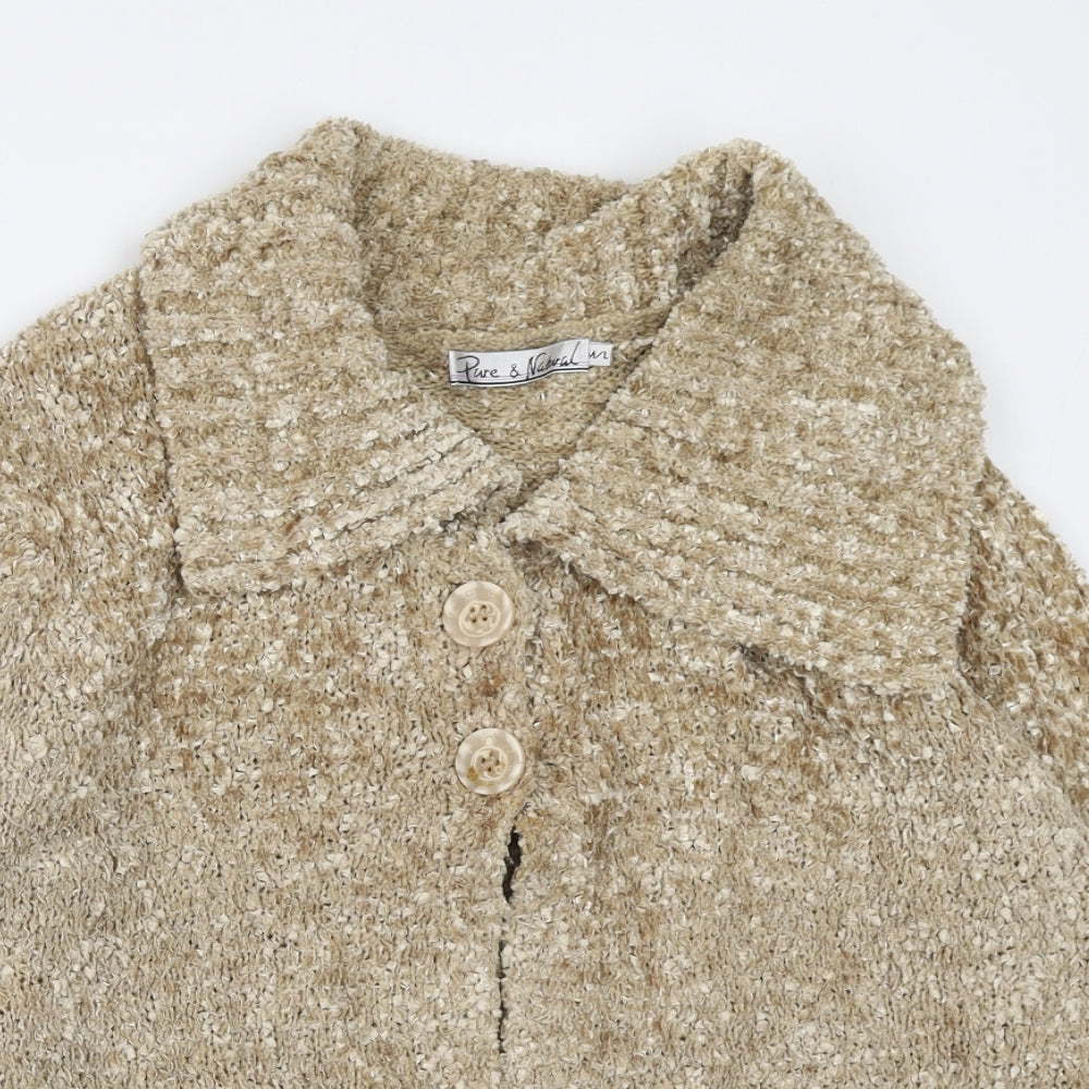 Pure & Natural Womens Yellow V-Neck Acrylic Cardigan Jumper Size M