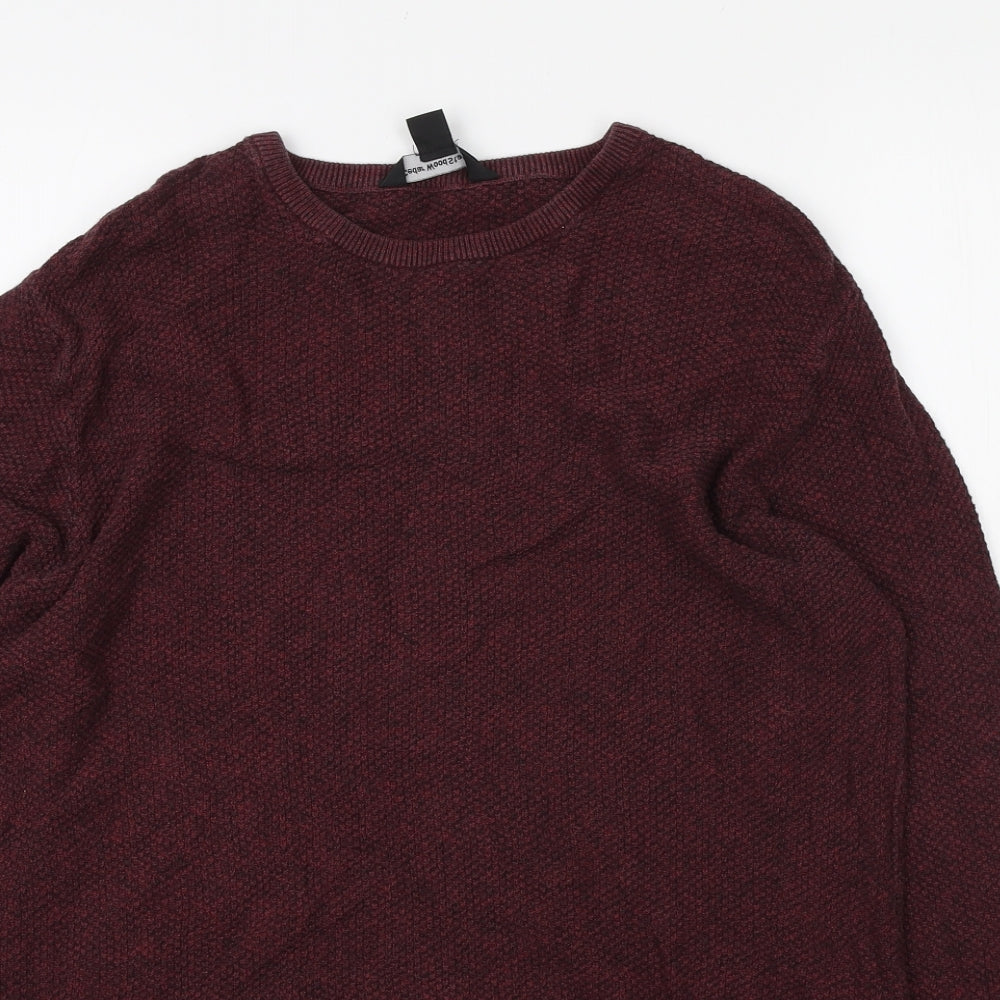 Cedar Wood State Mens Red Round Neck Cotton Pullover Jumper Size M