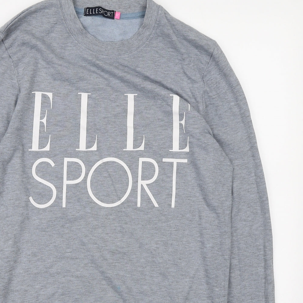 Elle Sport Womens Grey Polyester Pullover Sweatshirt Size 10 Pullover