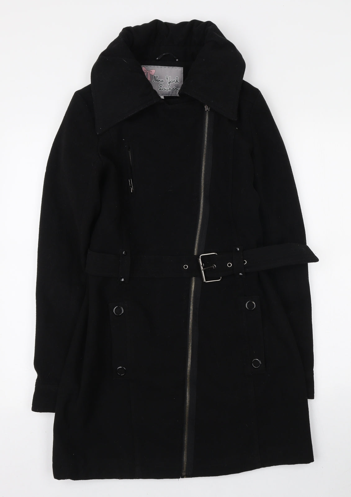 New York Laundry Womens Black Biker Coat Size 8 Zip