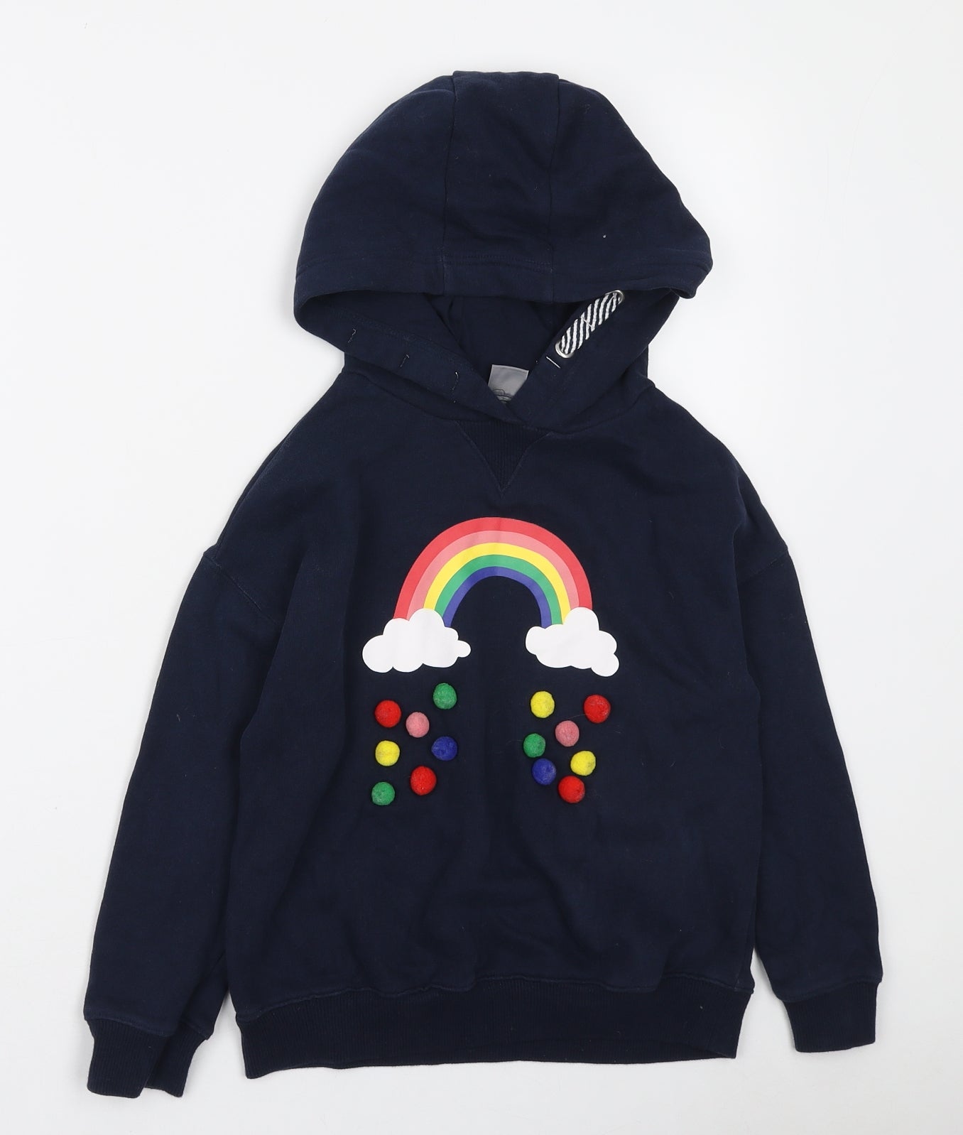 NEXT Girls Blue Cotton Pullover Hoodie Size 7 Years Pullover - Rainbow