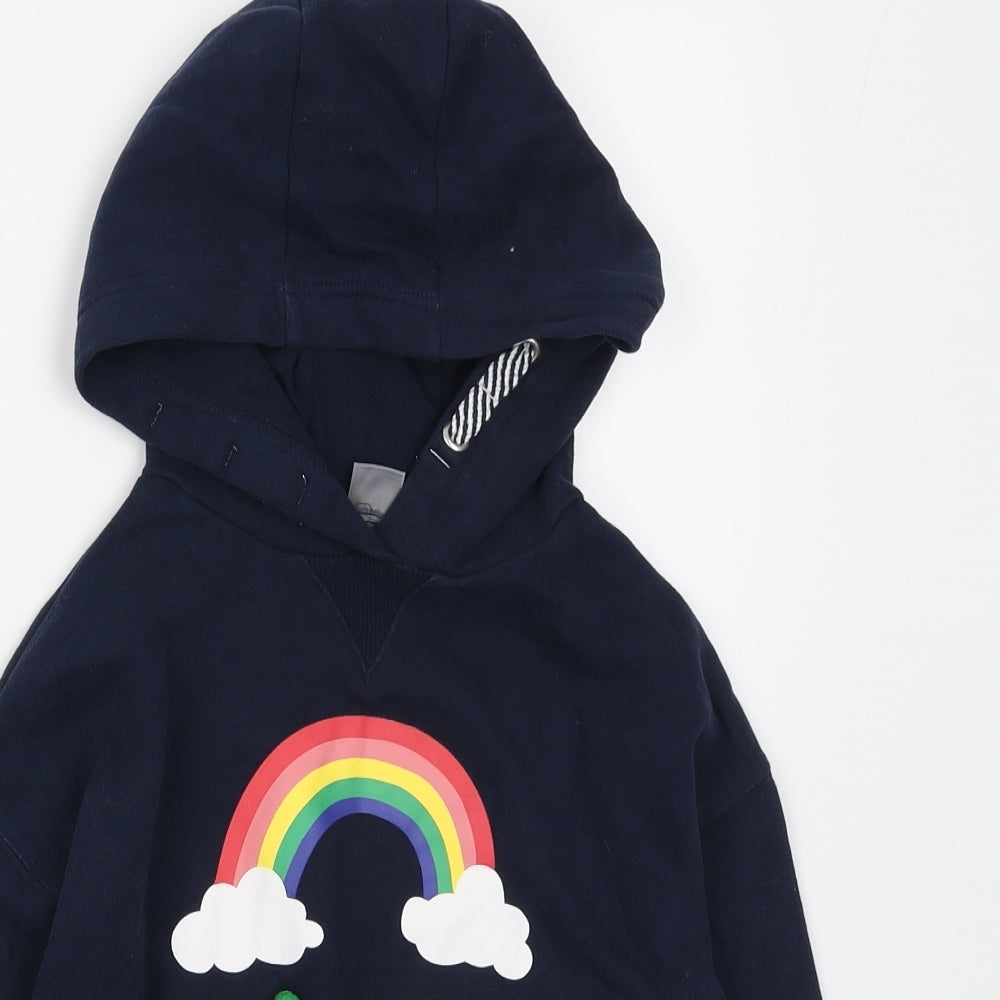 NEXT Girls Blue Cotton Pullover Hoodie Size 7 Years Pullover - Rainbow