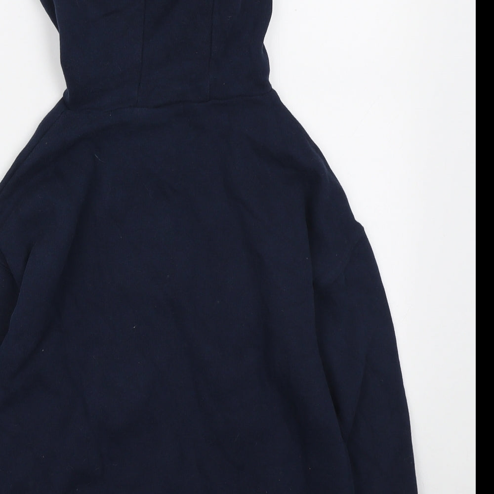 NEXT Girls Blue Cotton Pullover Hoodie Size 7 Years Pullover - Rainbow