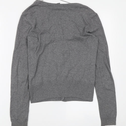H&M Womens Grey V-Neck Acrylic Cardigan Jumper Size S