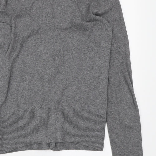 H&M Womens Grey V-Neck Acrylic Cardigan Jumper Size S