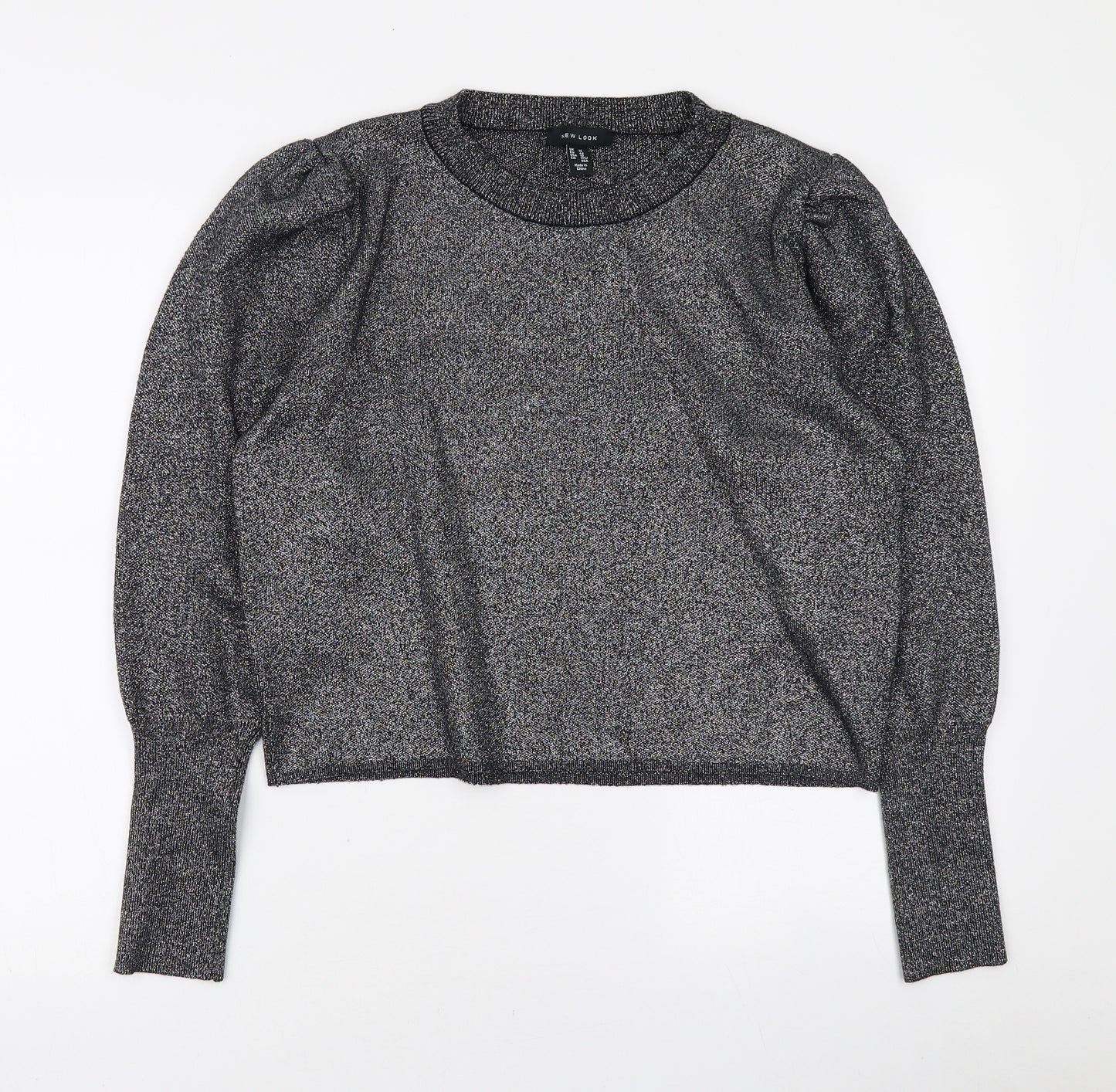 New Look Womens Black Round Neck Viscose Pullover Jumper Size 14
