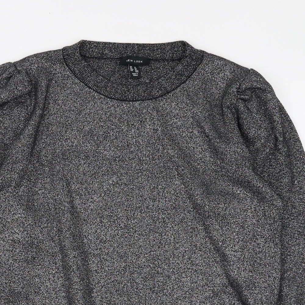 New Look Womens Black Round Neck Viscose Pullover Jumper Size 14