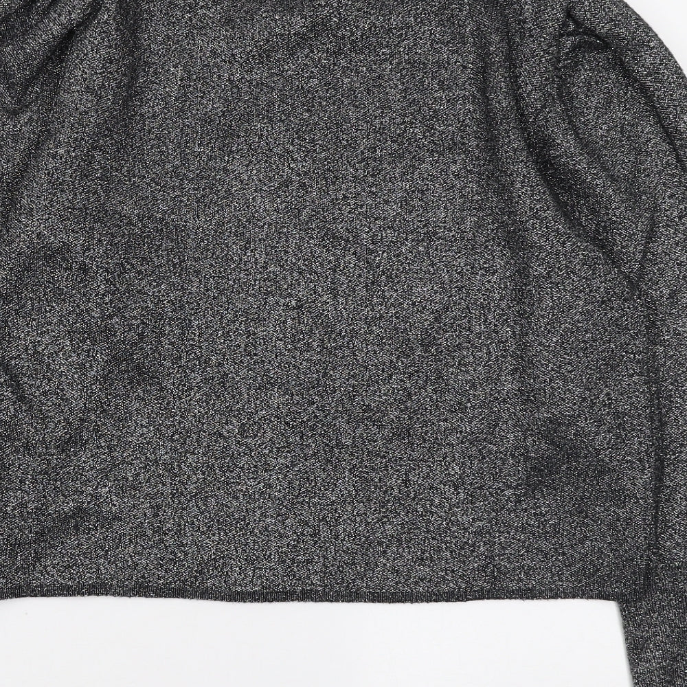 New Look Womens Black Round Neck Viscose Pullover Jumper Size 14