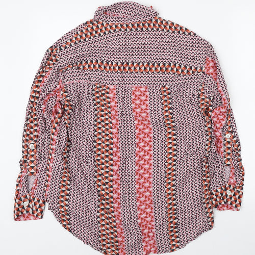 NEXT Womens Multicoloured Geometric Viscose Basic Button-Up Size 14 Collared