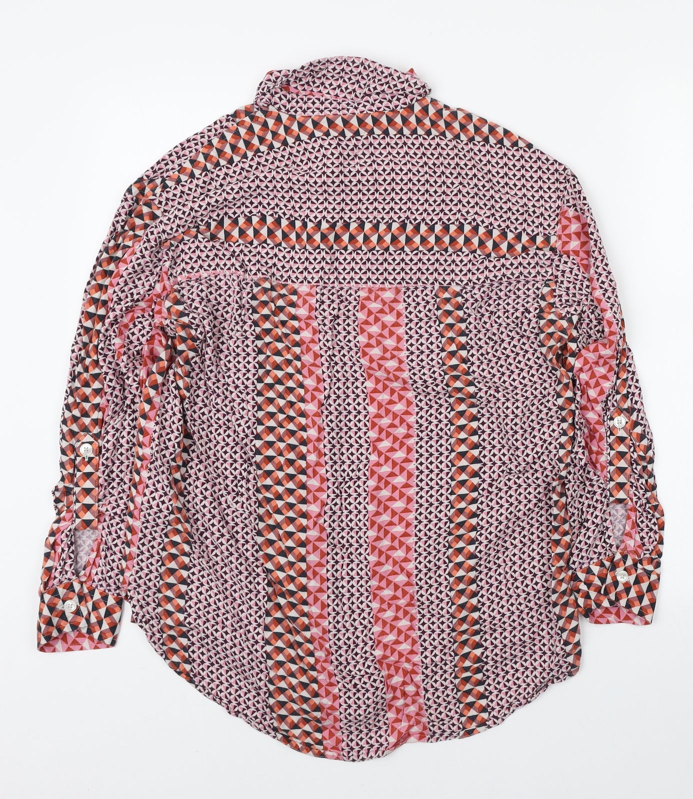NEXT Womens Multicoloured Geometric Viscose Basic Button-Up Size 14 Collared