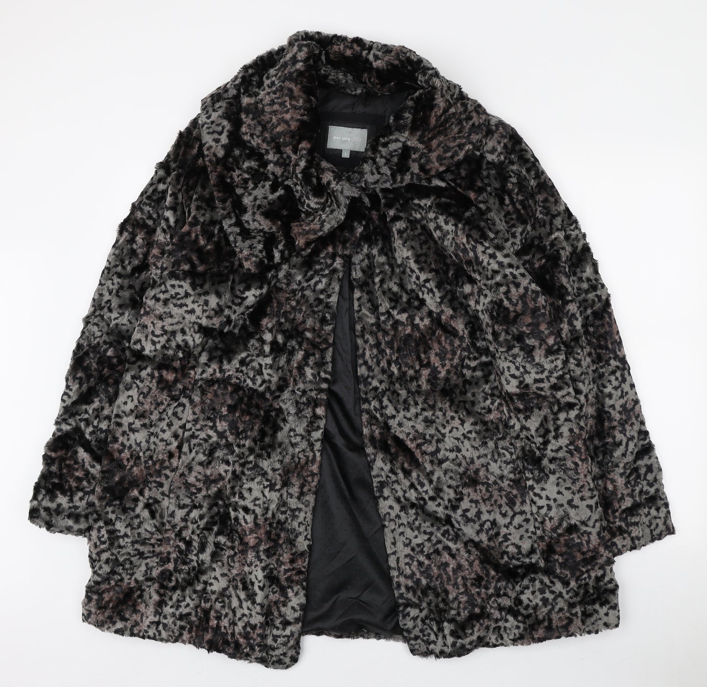 Per Una Womens Multicoloured Animal Print Pea Coat Coat Size L Button