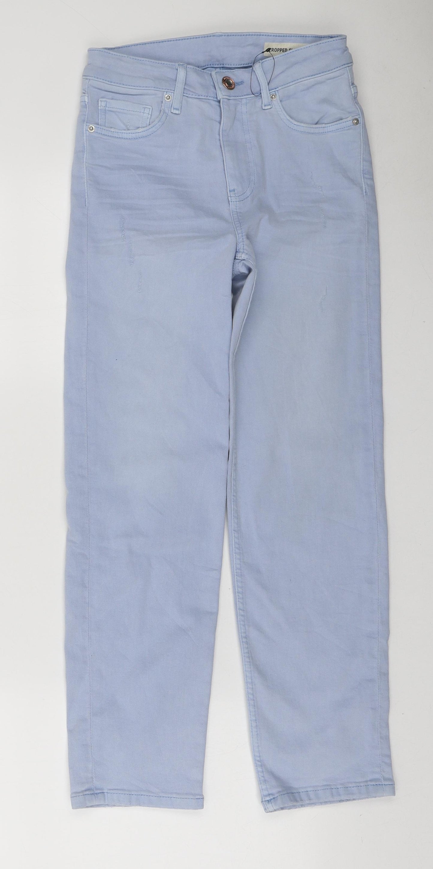Marks and Spencer Womens Blue Polyester Cropped Jeans Size 6 L25 in Regular Zip