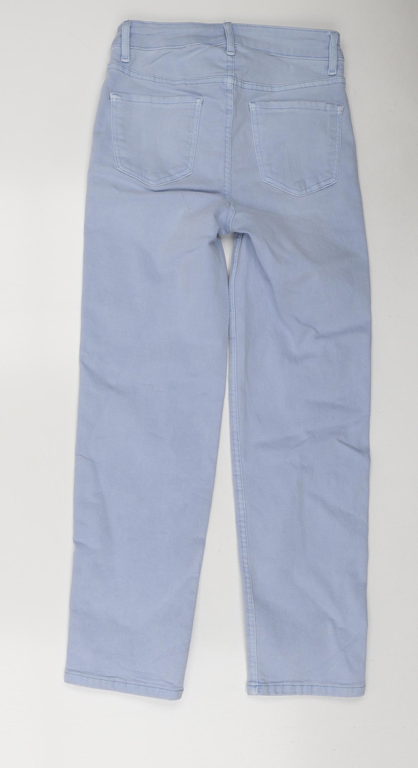 Marks and Spencer Womens Blue Polyester Cropped Jeans Size 6 L25 in Regular Zip