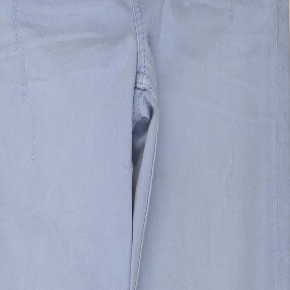 Marks and Spencer Womens Blue Polyester Cropped Jeans Size 6 L25 in Regular Zip