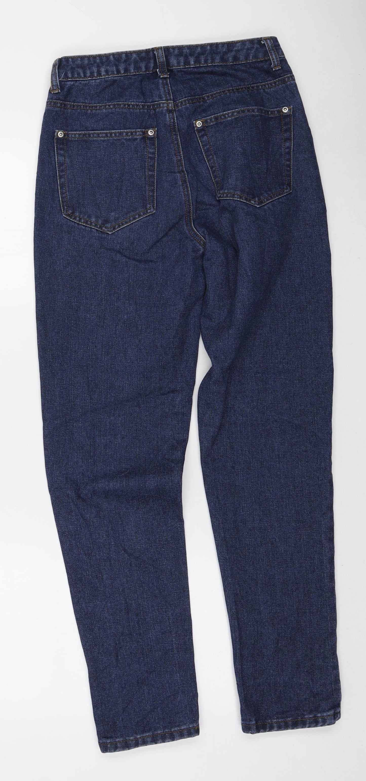 Boohoo Womens Blue Polyester Mom Jeans Size 8 L29 in Regular Zip