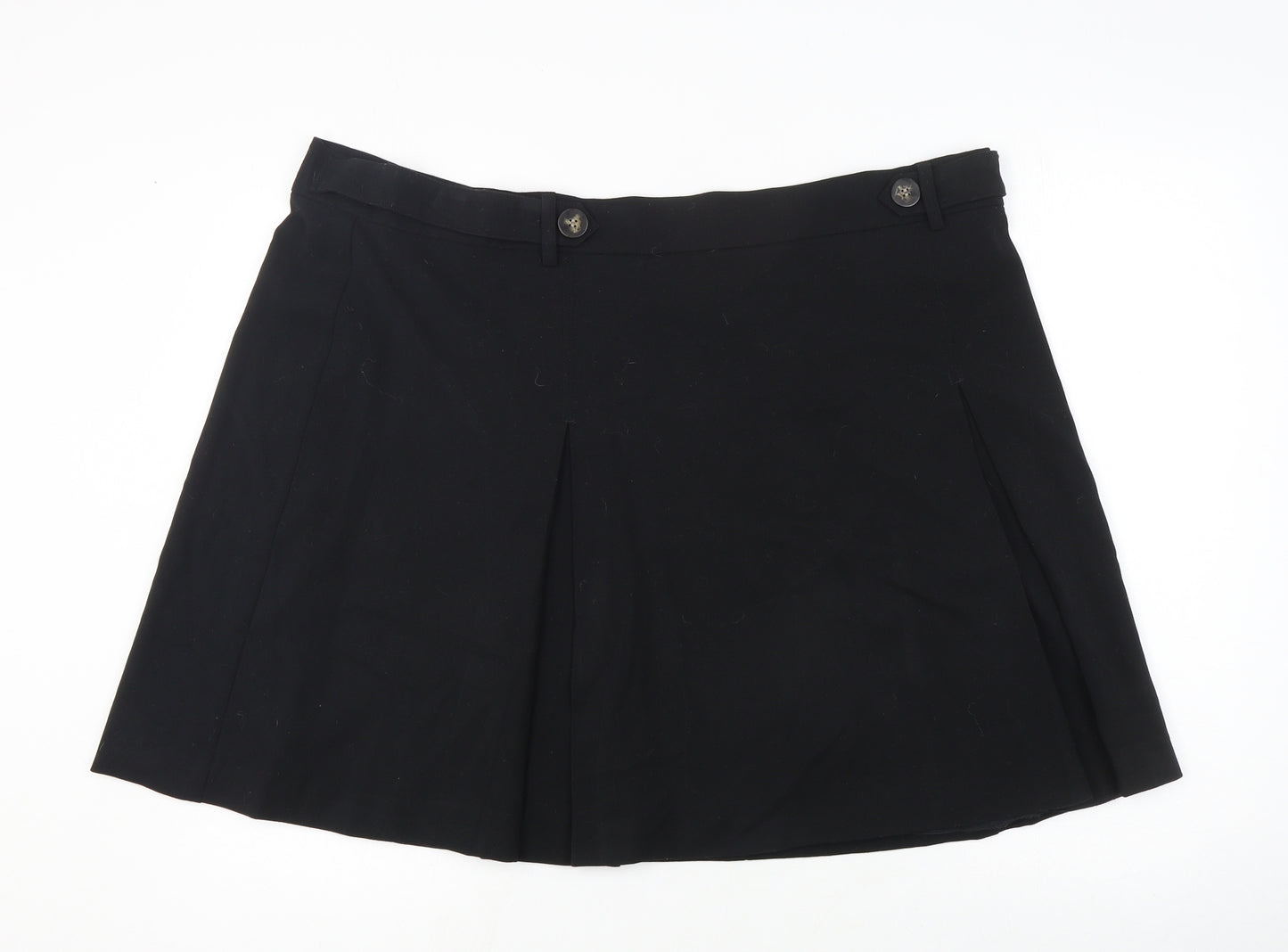 Marks and Spencer Womens Black Polyester Flare Skirt Size 22 Zip