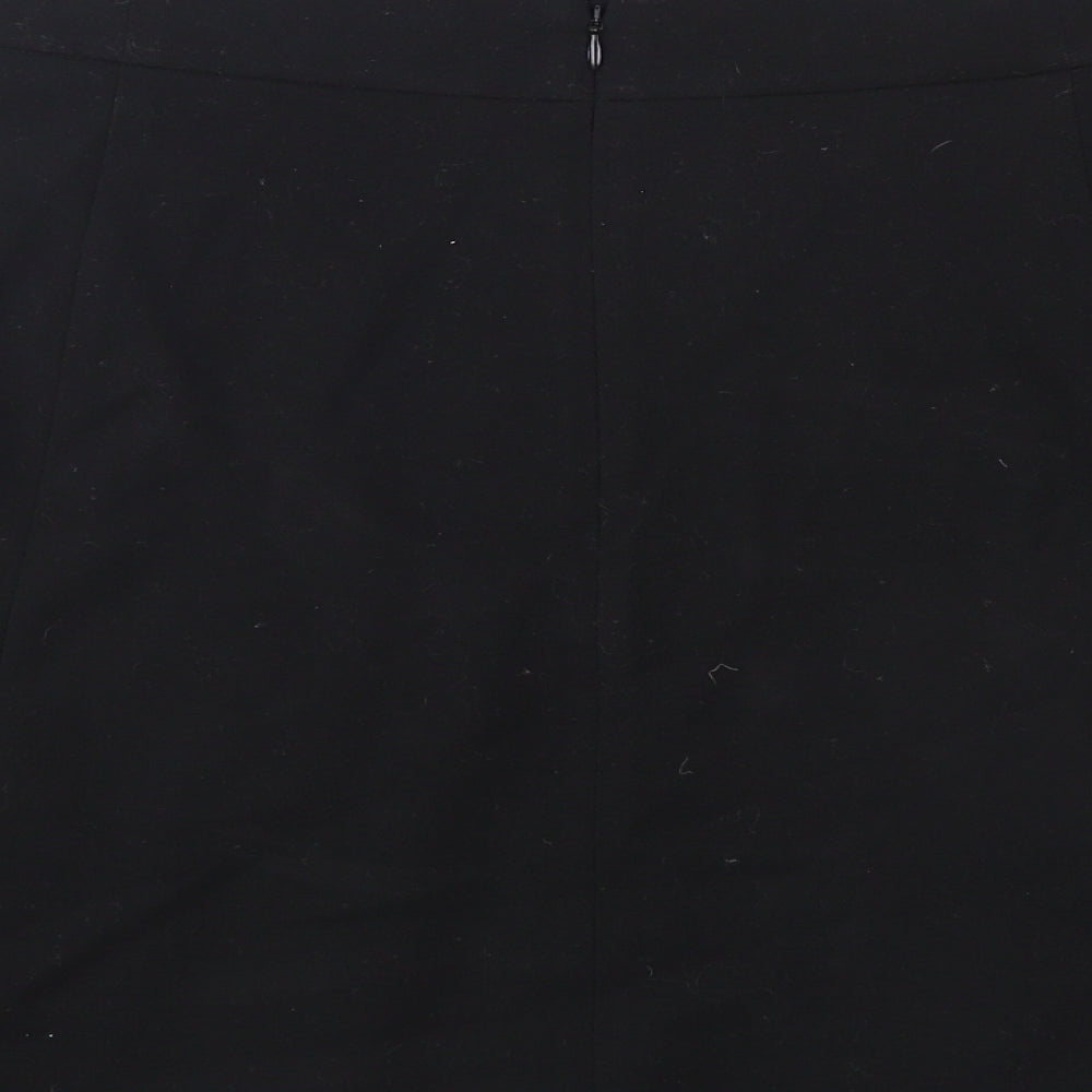 Marks and Spencer Womens Black Polyester Flare Skirt Size 22 Zip