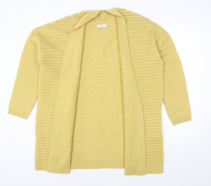 Papaya Womens Yellow V-Neck Acrylic Pullover Jumper Size L - Ribbed