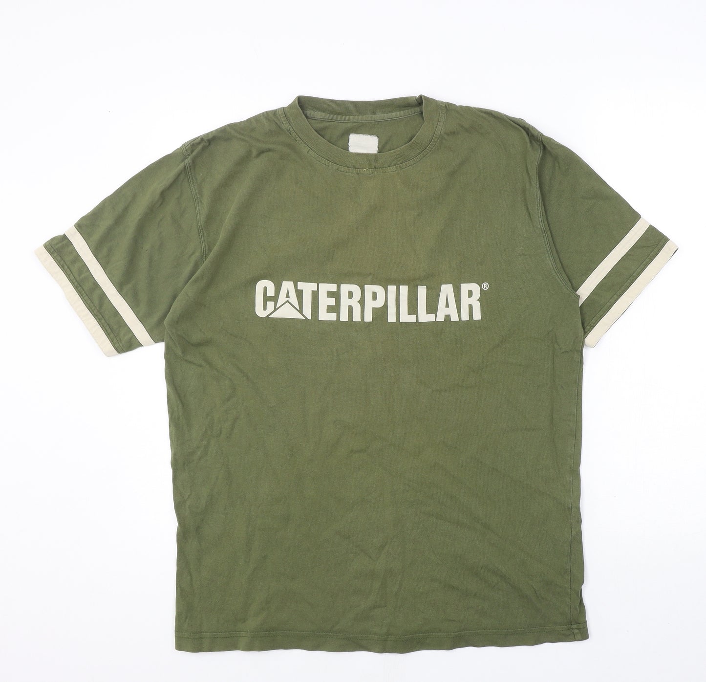 Caterpillar Mens Green Cotton T-Shirt Size M Round Neck - Caterpillar