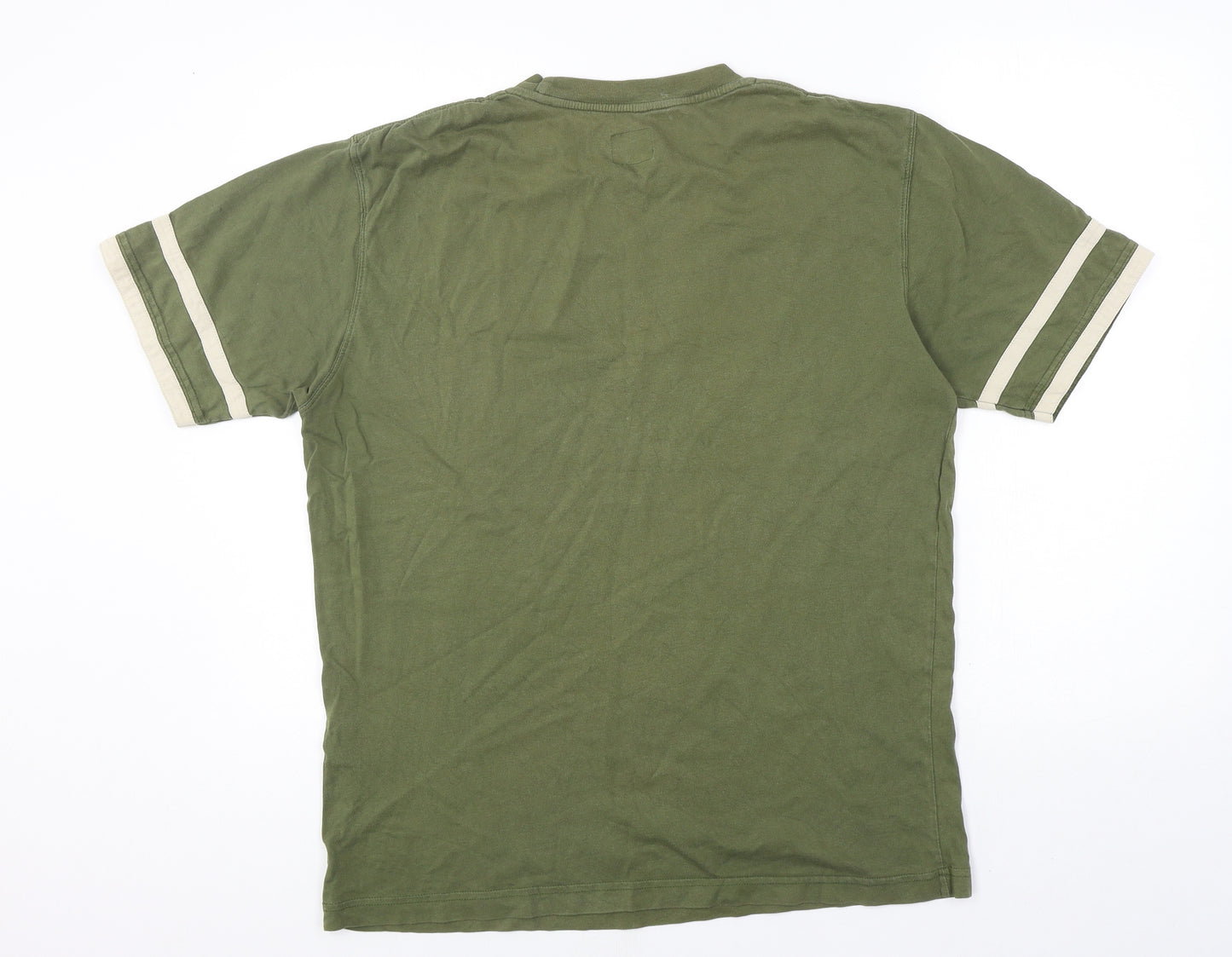 Caterpillar Mens Green Cotton T-Shirt Size M Round Neck - Caterpillar