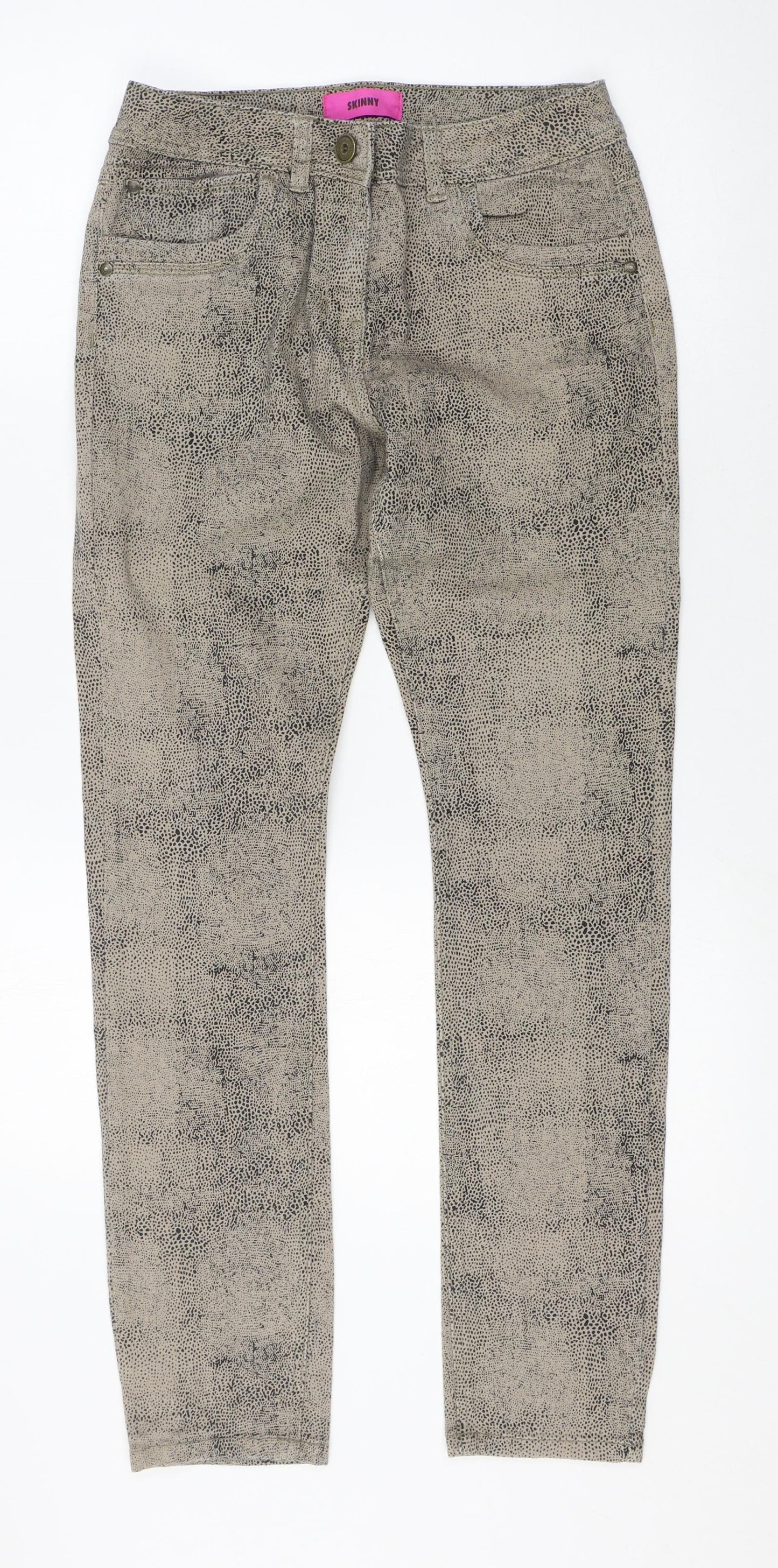 George Womens Beige Animal Print Cotton Skinny Jeans Size 12 L29 in Slim Zip
