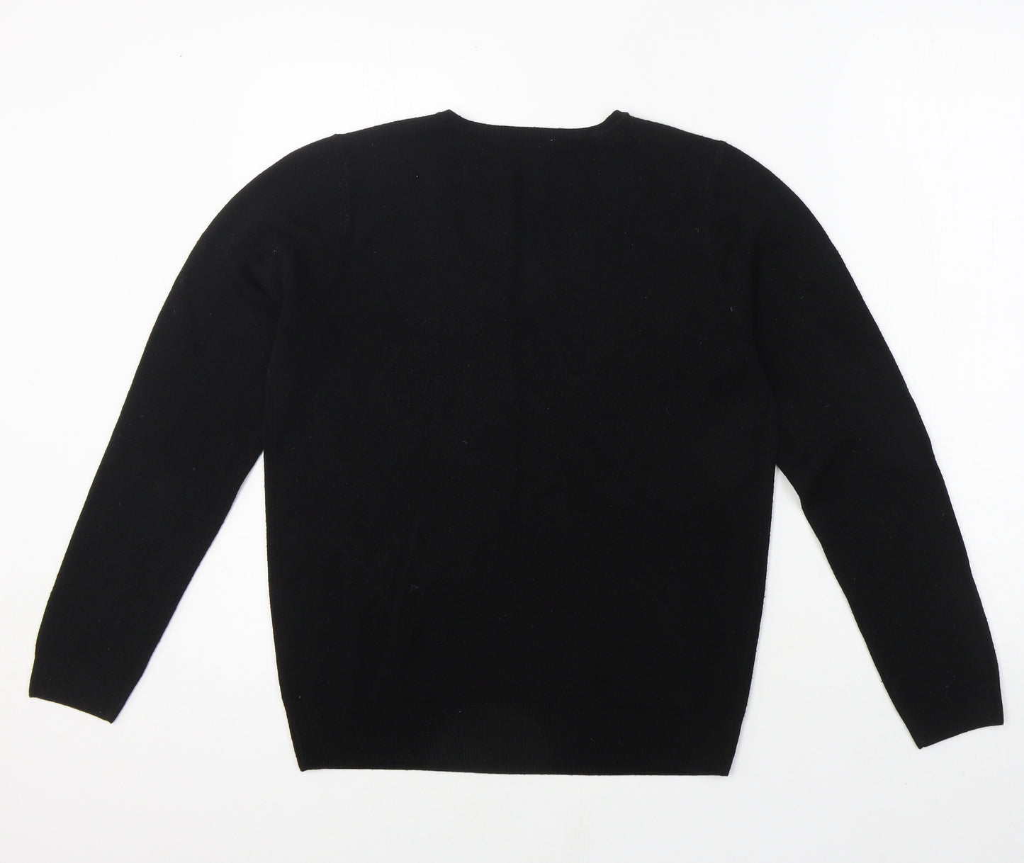 BHS Womens Black V-Neck Acrylic Pullover Jumper Size 12