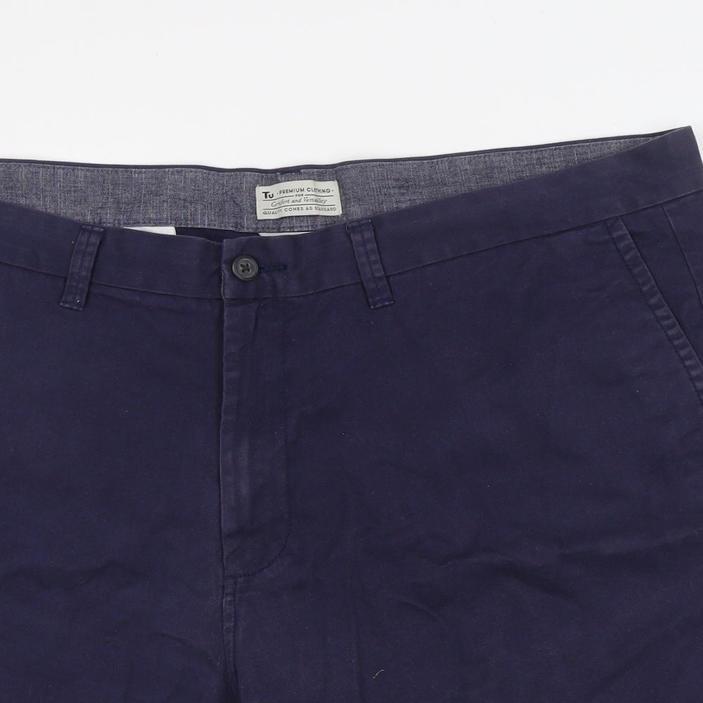 TU Mens Blue Cotton Chino Shorts Size 42 L9 in Regular Zip