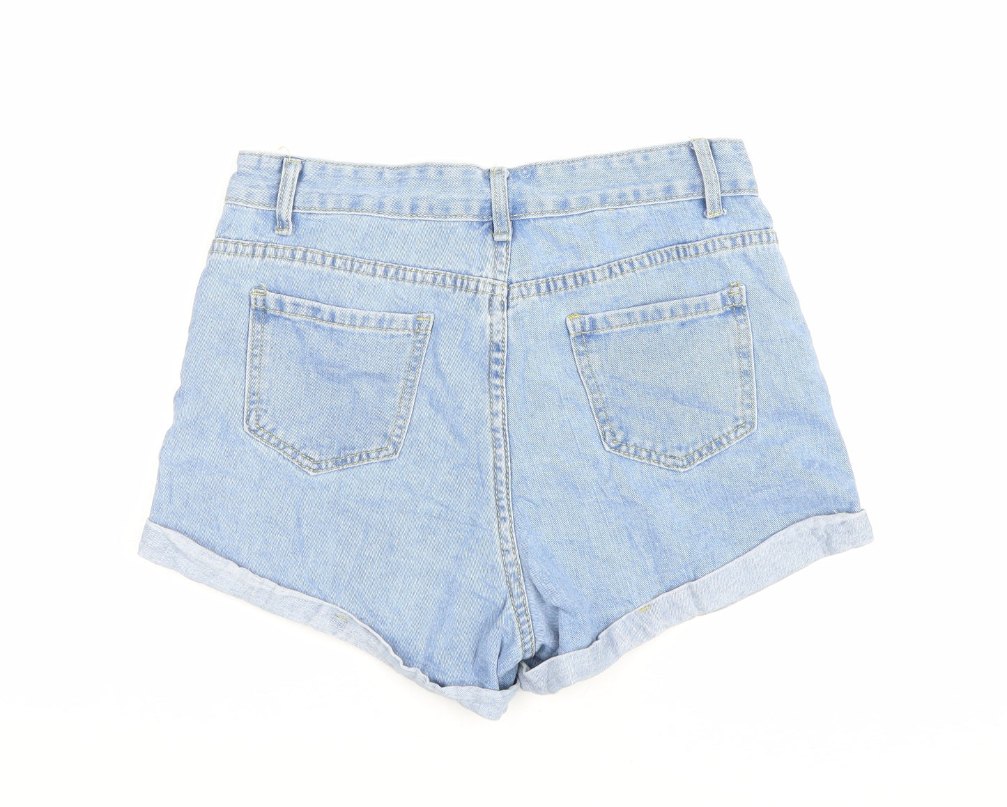 SheIn Womens Blue Floral Cotton Hot Pants Shorts Size M Regular Zip
