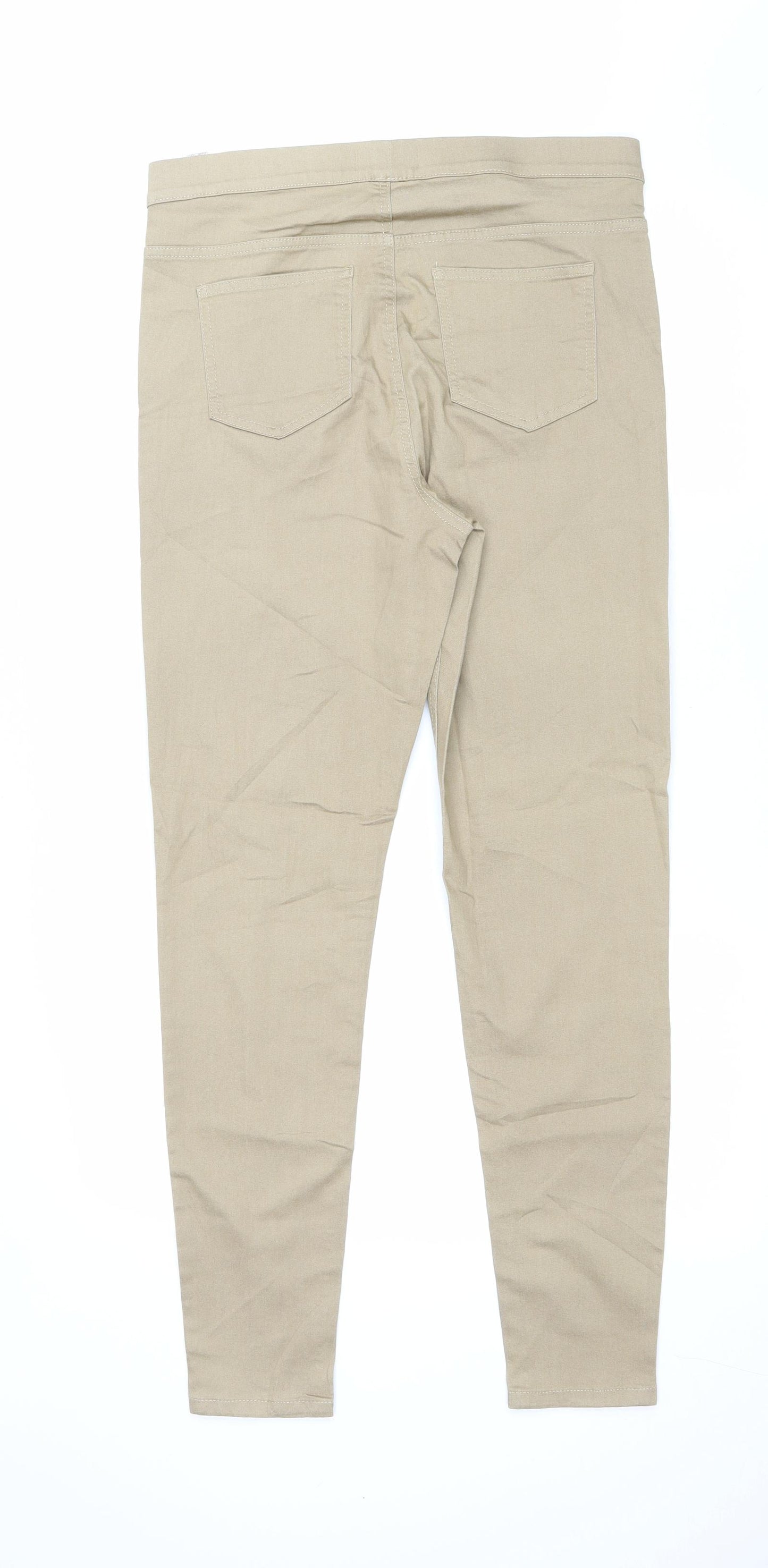 Marks and Spencer Womens Brown Cotton Jegging Jeans Size 14 L29 in Regular Drawstring