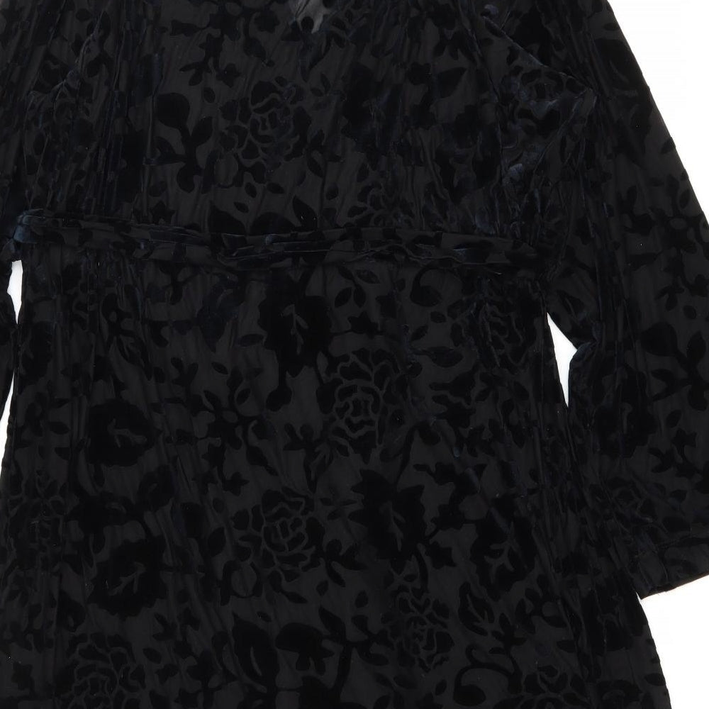 George Womens Black Animal Print Polyester Kimono Robe Size 18 Tie - Leopard Print